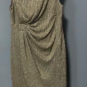 Dressbarn Gold Sheath Dress with Cowl Neck for Cocktail size 14